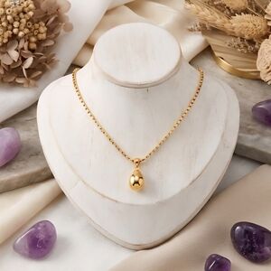 Modern Luxe 18K Gold Plated Teardrop Pendant Necklace Trendy Minimalist Chic